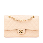 シャネル マトラッセ25 ココマーク ダブルフラップ チェーン ショルダーバッグ ベージュ キャビアスキン レディース CHANEL 【中古】